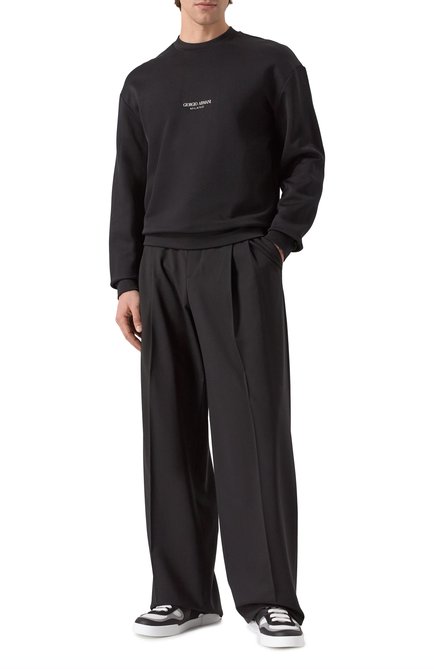Мужской свитшот GIORGIO ARMANI черного цвета, арт. GM001103/TE10668 | Фото 2 (Материал внешний: Синтетический материал; Материал сплава: Проставлено; Длина (для топов): Стандартные; Драгоценные камни: Проставлено; Рукава: Длинные)