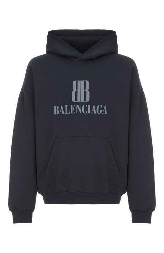 Хлопковое худи Balenciaga 767877/TSV03 Чёрный 767877/TSV03