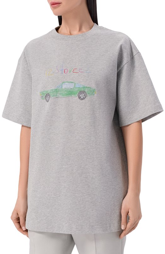 Хлопковая футболка 12 STOREEZ 136681 Серый  136681 Фото 3