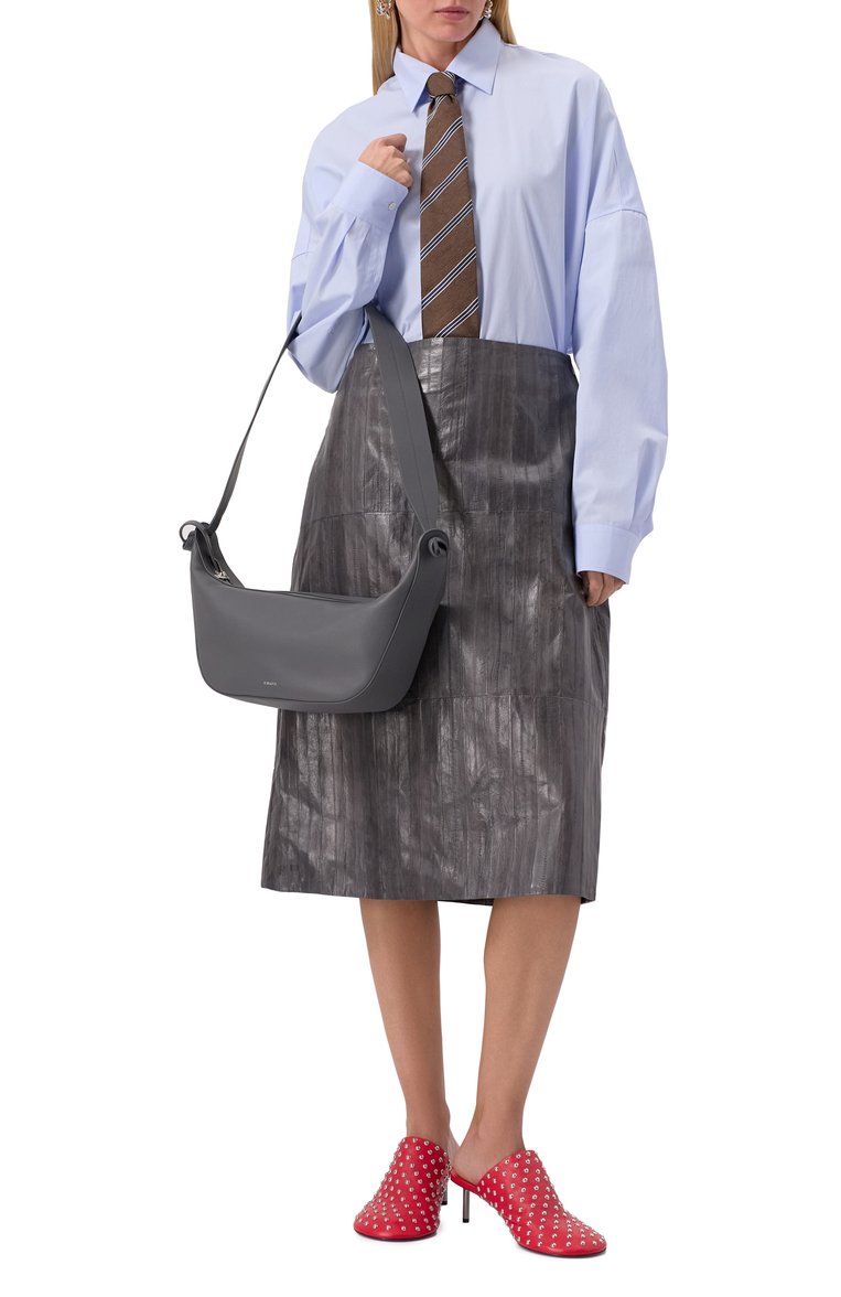 Женская сумка knot JIL SANDER темно-серого цвета, арт. J07WG0094-P7186 | Фото 7 (Материал: Натуральная кожа; Размер: large)