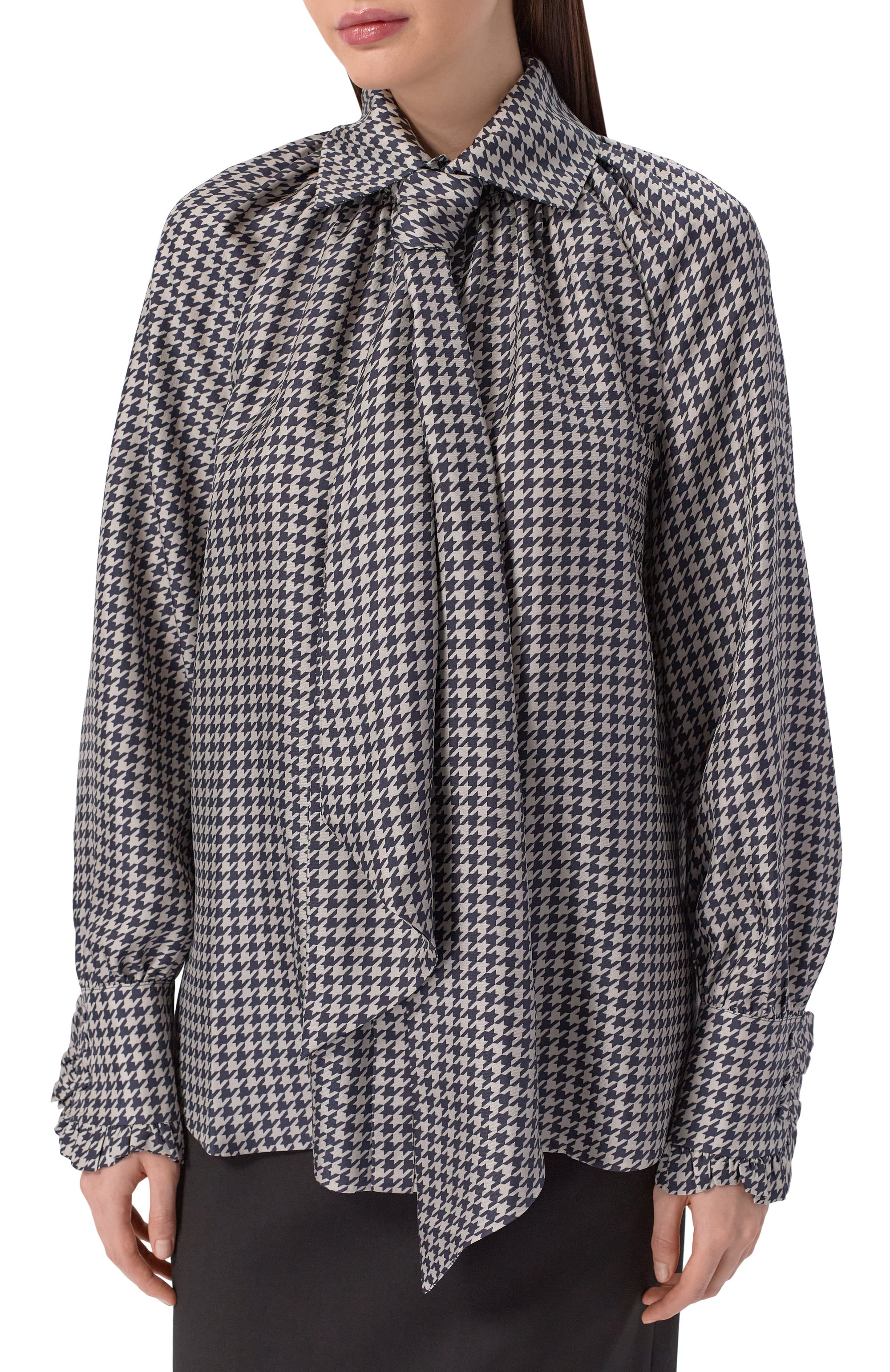 Шелковая блузка DICE KAYEK, арт. FW25C615 TWL NAVY PIED DE POULE, фото 3