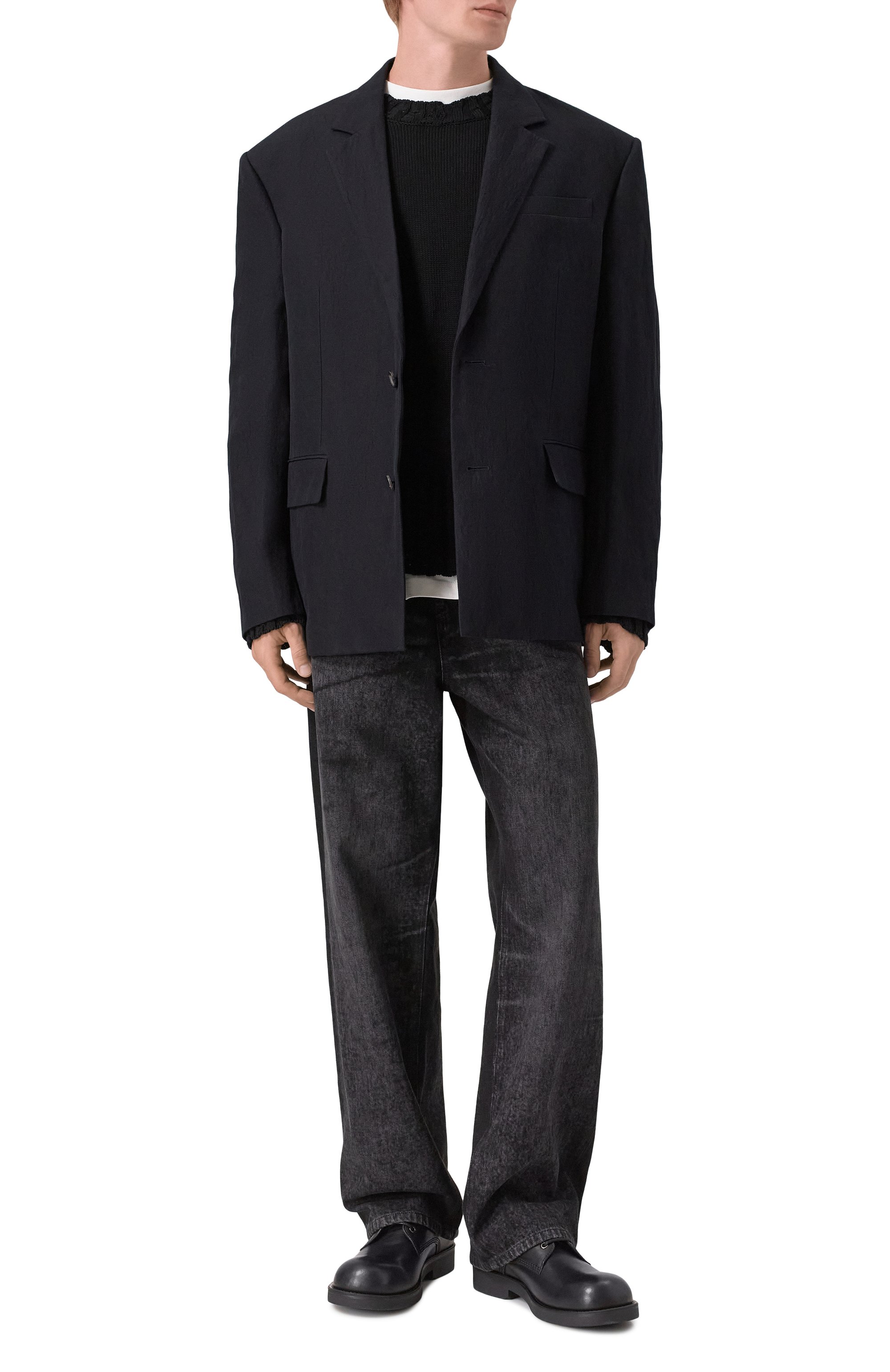 Кожаные дерби MM6 черного цвета по цене 93450 руб., арт. SH1WQ0007/P7431, фото 2 Кожаные дерби MM6, арт. SH1WQ0007/P7431, фото 2