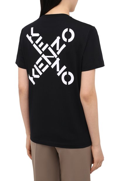 Хлопковая футболка kenzo sport KENZO черного цвета по цене 17400 руб., арт. FA62TS9104SJ, фото 4 Хлопковая футболка kenzo sport KENZO, арт. FA62TS9104SJ, фото 4