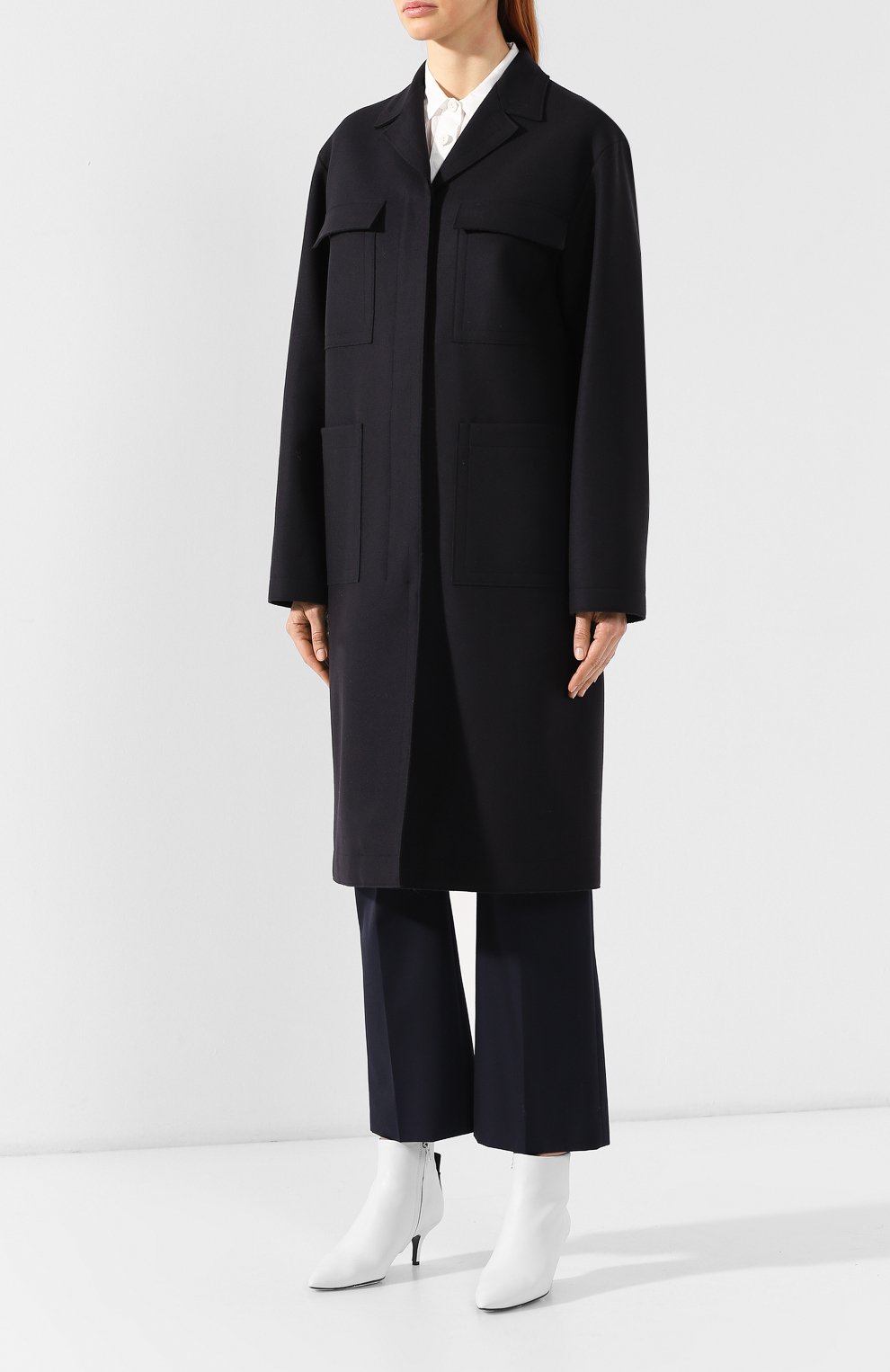 Шерстяное пальто JIL SANDER NAVY темно-синего цвета по цене 69950 руб., арт. JNWM1001B/JM2108, фото 3 Шерстяное пальто JIL SANDER NAVY, арт. JNWM1001B/JM2108, фото 3