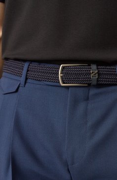 Мужской текстильный ремень ZEGNA темно-синего цвета, арт. B024CZ/LHTEC | Фото 2 (Материал: Текстиль; Материал сплава: Проставлено; Нос: Не проставлено; Случай: Повседневный)