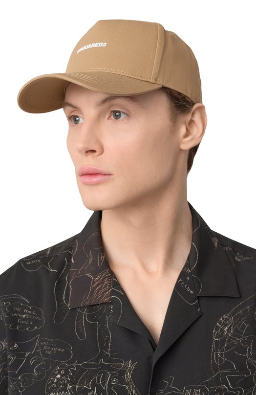 Хлопковая бейсболка Dsquared2 BCM0603/05C00001 Бежевый  BCM0603/05C00001 Фото 2