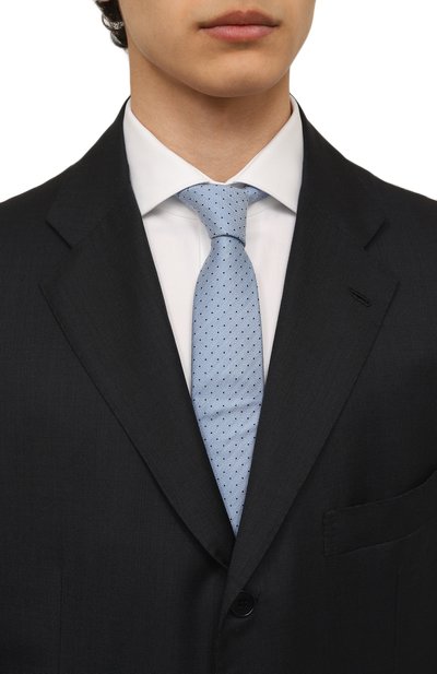 Галстук из шелка и хлопка BOSS голубого цвета по цене 10500 руб., арт. 50490626, фото 2 Галстук из шелка и хлопка BOSS, арт. 50490626, фото 2