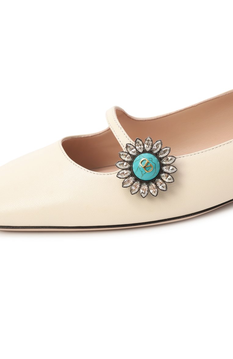 Женские кожаные балетки preshoes VALENTINO кремового цвета, арт. 6W2S0LL7/DHS | Фото 7 (Материал внутренний: Натуральная кожа; Материал внешний: Натуральная кожа; Подошва: Плоская; Каблук высота: Низкий)