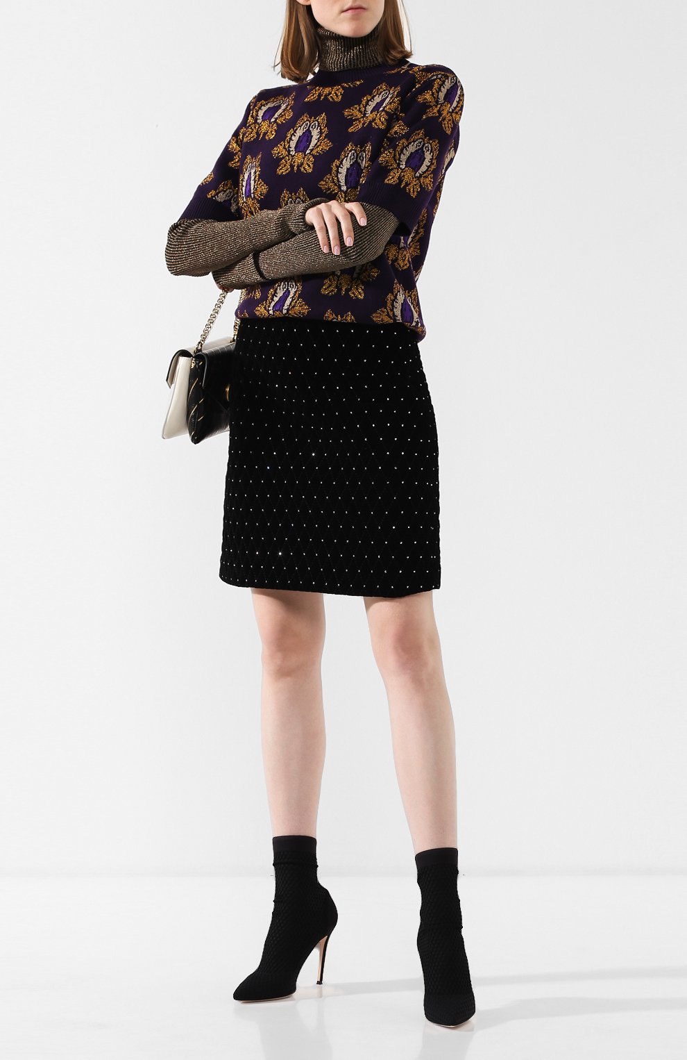 Бархатная юбка-миди с декоративной отделкой GUCCI, арт. 543479/ZLE93, фото 2