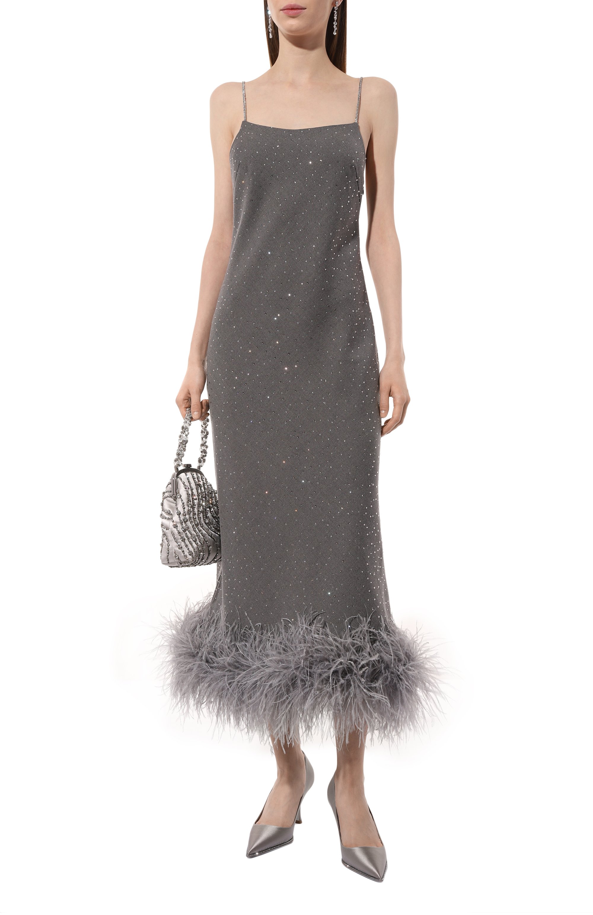 Платье с отделкой стразами и перьями ALINE, арт. AL152302, фото 2
