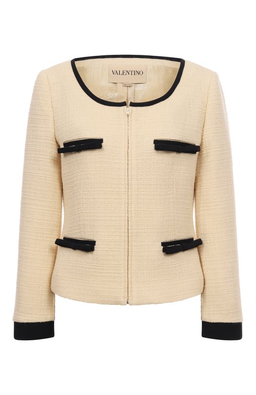 Твидовый жакет Valentino 7B0CE4T5/90Y Кремовый 7B0CE4T5/90Y