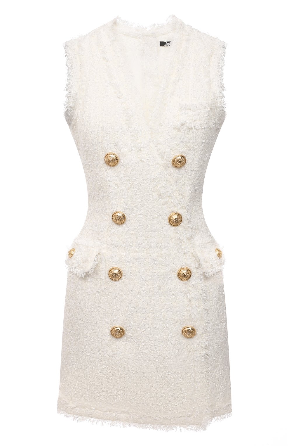 Платье BALMAIN белого цвета по цене 226500 руб., арт. VF0R5010/X479, фото 1 Платье BALMAIN, арт. VF0R5010/X479, фото 1