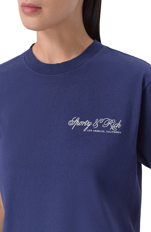 Хлопковая футболка Sporty and Rich T004365264BL106 Синий  T004365264BL106 Фото 5