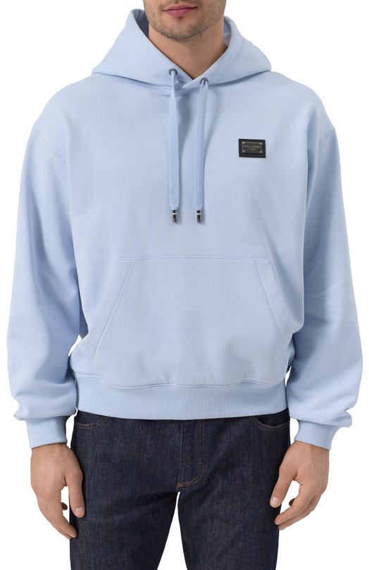 Хлопковое худи Dolce & Gabbana G9ZU0T/G7F2G Голубой  G9ZU0T/G7F2G Фото 3