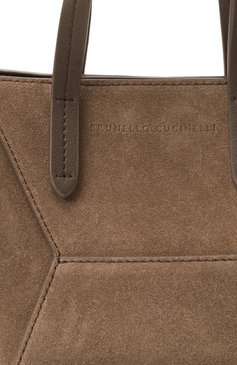 Женская сумка bc duo BRUNELLO CUCINELLI коричневого цвета, арт. MBDLD2675 | Фото 3 (Ремень/цепочка: На ремешке; Драгоценные камни: Проставлено; Материал: Натуральная кожа, Натуральная замша; Материал сплава: Проставлено; Размер: small)
