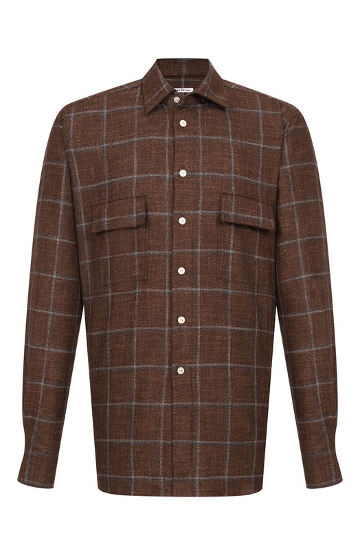 Рубашка из шерсти и шелка Kiton UCRRLK0118G04 Коричневый UCRRLK0118G04