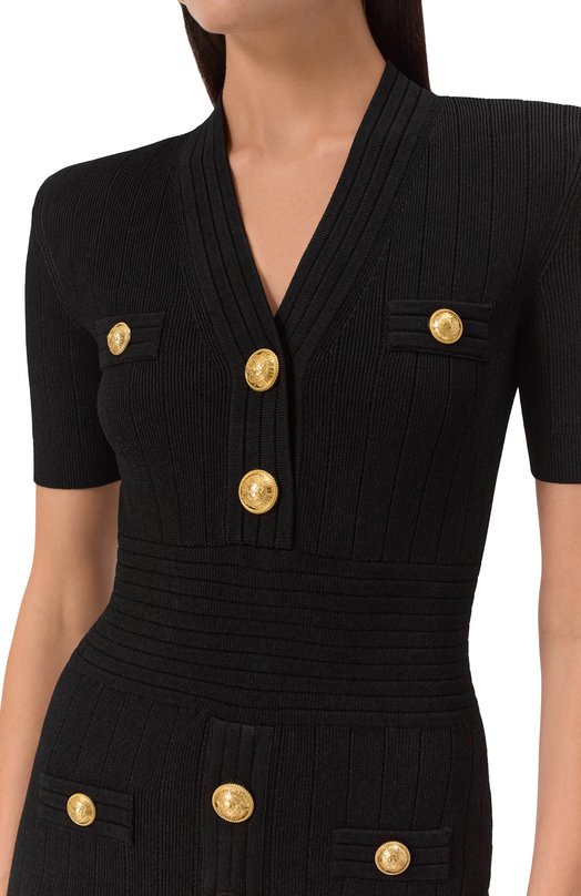 Платье из вискозы Balmain EF1R6045/KB07 Чёрный  EF1R6045/KB07 Фото 5