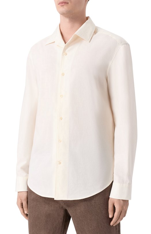 Рубашка из хлопка и шерсти 12 STOREEZ 135616 Кремовый  135616 Фото 3