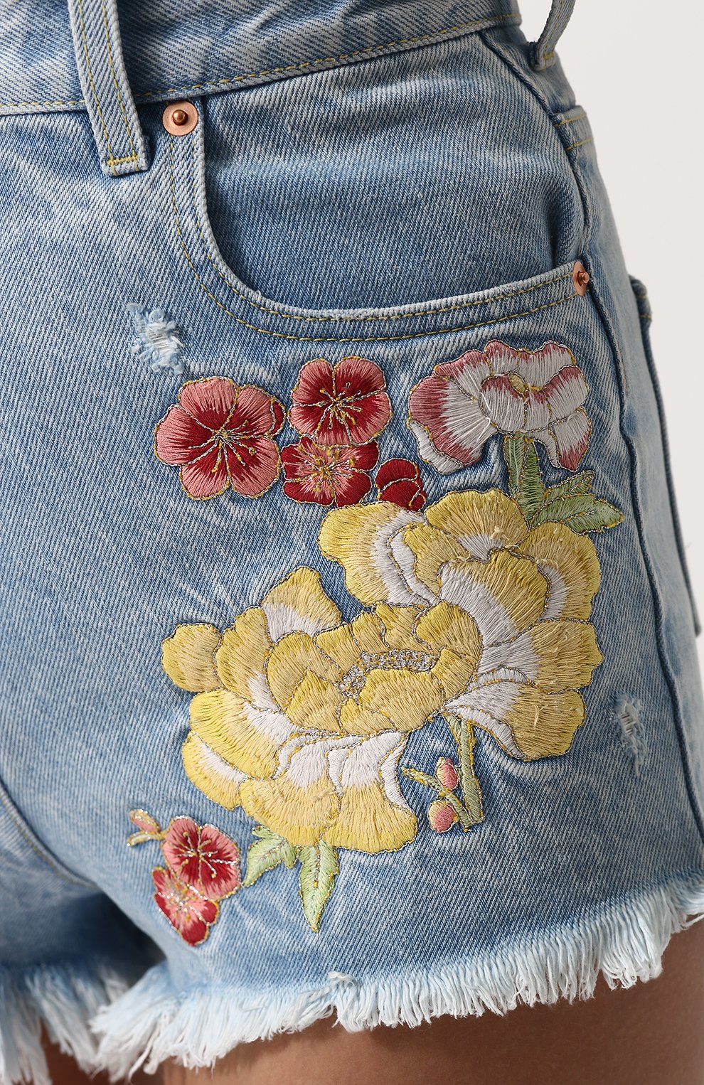Джинсовые мини-шорты с контрастной вышивкой GUCCI, арт. 502779/XR959, фото 5