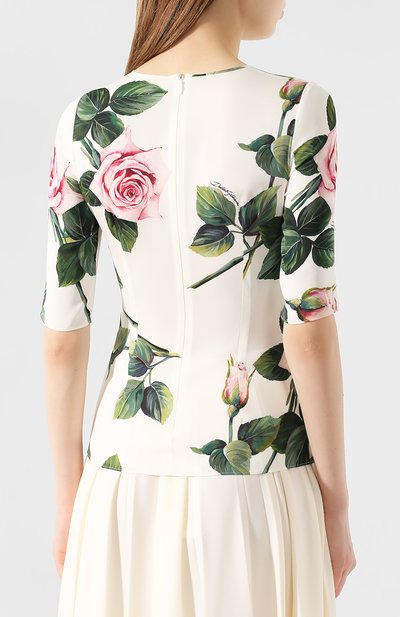 Шелковая блузка DOLCE & GABBANA белого цвета по цене 88550 руб., арт. F7Y36T/FSAZD, фото 4 Шелковая блузка DOLCE & GABBANA, арт. F7Y36T/FSAZD, фото 4