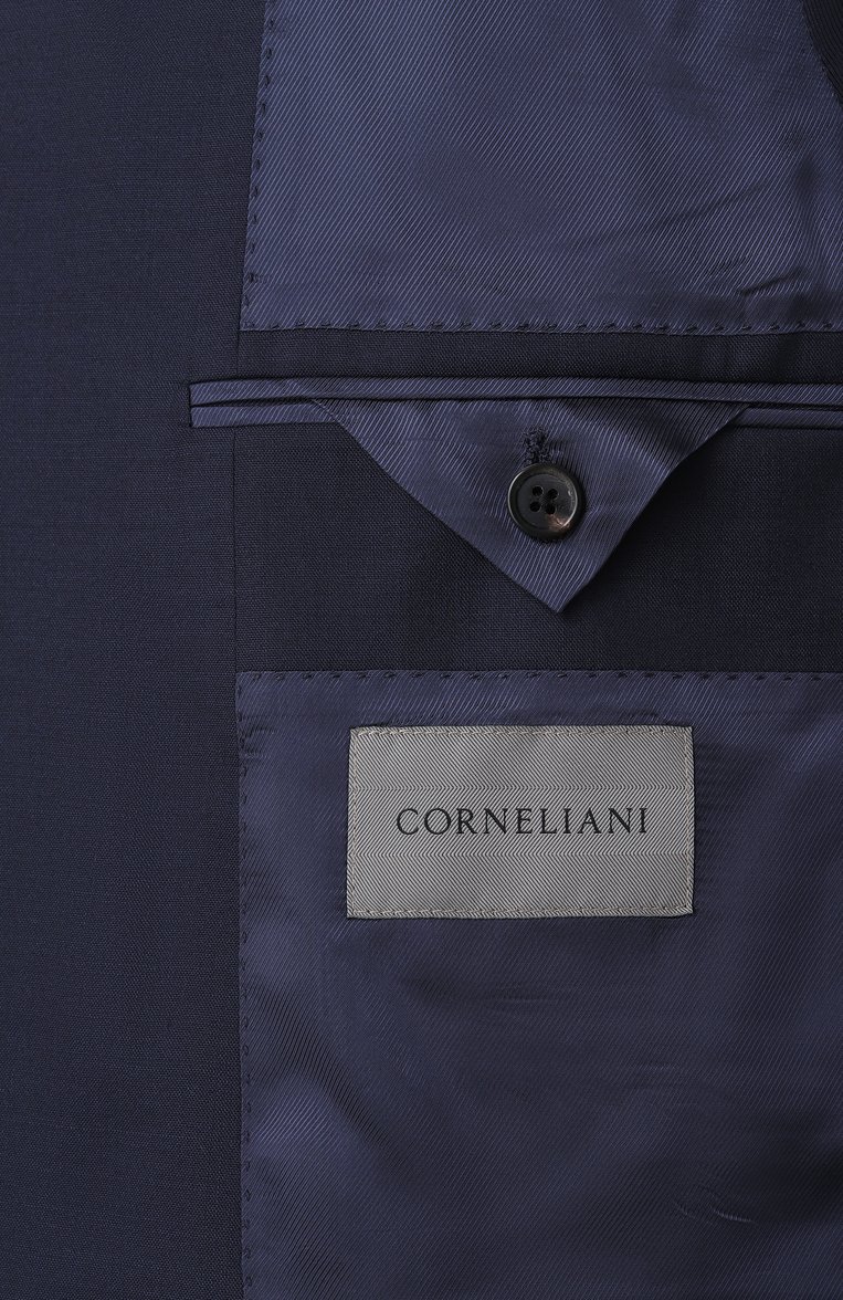 Мужской шерстяной костюм CORNELIANI темно-синего цвета, арт. 256005-2518414_SET | Фото 9 (Рукава: Длинные; Материал внешний: Шерсть; Стили: Кэжуэл, Классический; Костюмы М: Однобортный)