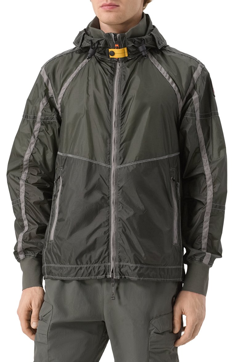 Мужская куртка PARAJUMPERS темно-зеленого цвета, арт. PMJKPX02 | Фото 3 (Материал внешний: Синтетический материал; Материал подклада: Синтетический материал; Рукава: Длинные; Длина (верхняя одежда): Короткие; Стили: Кэжуэл; Кросс-КТ: Легкие)