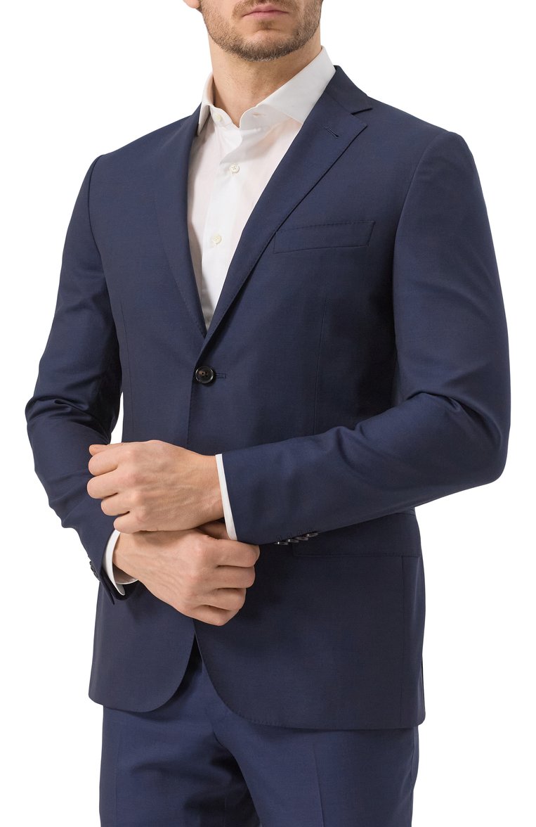 Мужской шерстяной костюм CORNELIANI темно-синего цвета, арт. 256005-2518414_SET | Фото 3 (Рукава: Длинные; Материал внешний: Шерсть; Стили: Кэжуэл, Классический; Костюмы М: Однобортный)
