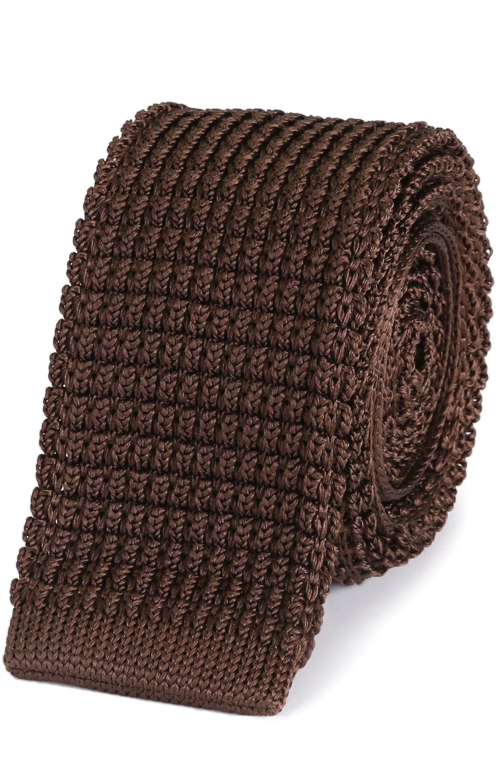 Шелковый вязаный галстук LANVIN коричневого цвета по цене 14350 руб., арт. 1990/TIE, фото 1 Шелковый вязаный галстук LANVIN, арт. 1990/TIE, фото 1