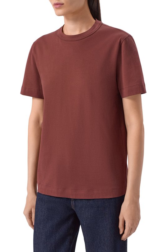 Хлопковая футболка Brunello Cucinelli M0T81BI100 Бордовый  M0T81BI100 Фото 3