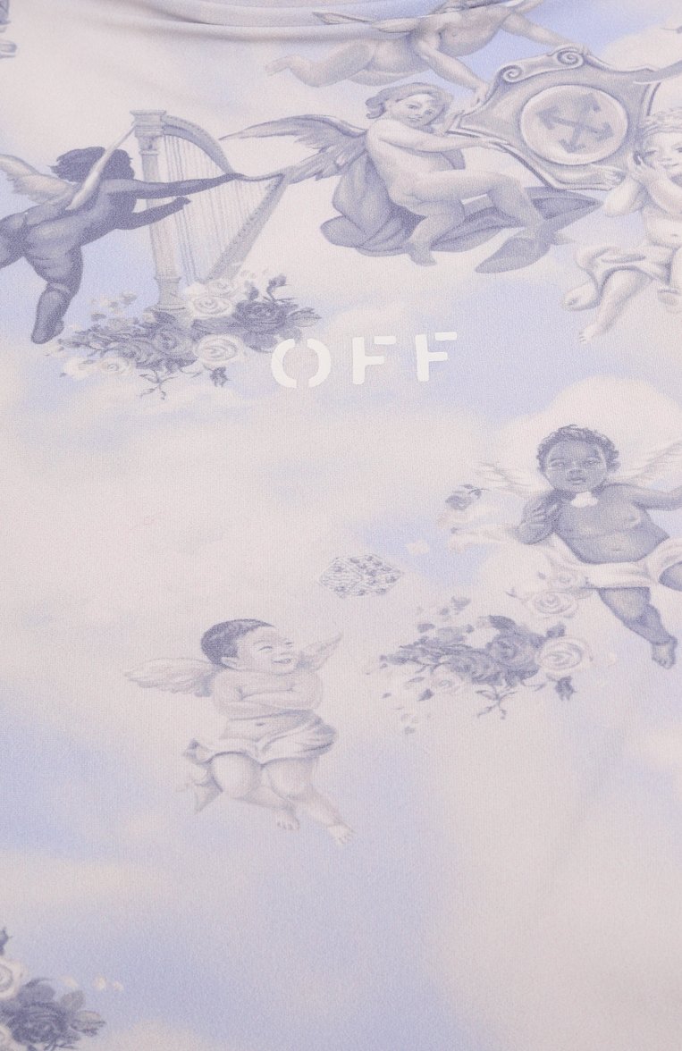 Женское платье OFF-WHITE голубого цвета, арт. 0WDB540S25JER002 | Фото 6 (Рукава: Длинные; Материал внешний: Синтетический материал; Женское Кросс-КТ: Платье-одежда; Случай: Повседневный; Автоматизация ТО: Проставлено; Стили: Кэжуэл; Автомат�изация состава: Проставлено; Длина Ж (юбки, платья, шорты): Мини)