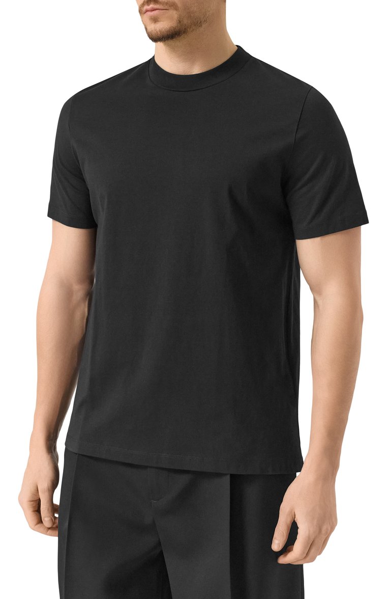Мужская хлопковая футболка JIL SANDER черного цвета, арт. J21GC0004/J45084 | Фото 3 (Рукава: Короткие; Материал сплава: Проставлено; Драгоценные камни: Проставлено; Длина (для топов): Стандартные; Принт: Без принта; Стили: Кэжуэл; Материал внешний: Хлопок; Кросс-КТ: Джерси; Мужское Кросс-КТ: Футболка-одежда)