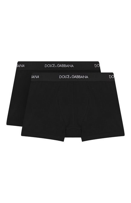 Детские комплект из двух боксеров DOLCE & GABBANA черного цвета, арт. L4J701/0N00G/8-14 | Фото 1 (Драгоценные камни: Проставлено; Материал сплава: Проставлено; Материал внешний: Хлопок; Рукава: Короткие)