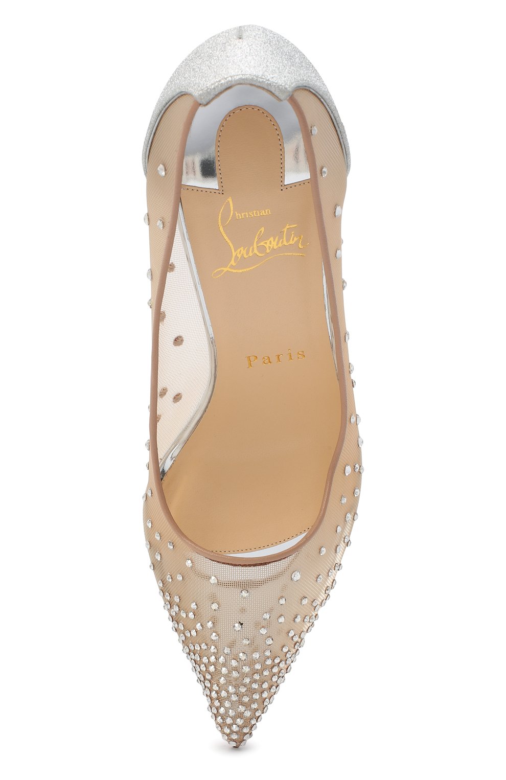 Текстильные туфли follies strass 85 CHRISTIAN LOUBOUTIN, арт. follies strass 85 rete/glitter mini/specchio, фото 5