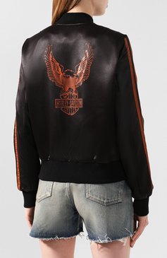 Женский бомбер genuine motorclothes HARLEY-DAVIDSON черного цвета, арт. 97408-20VW | Фото 4 (Материал внешний: Синтетический материал; Рукава: Длинные; Длина (верхняя одежда): Короткие; Кросс-КТ: Куртка, Легкие; Драгоценные камни: Проставлено; Материал сплава: Проставлено)