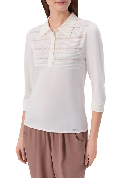 Шелковое поло KITON белого цвета по цене 191500 руб., арт. D61726, фото 3 Шелковое поло KITON, арт. D61726, фото 3