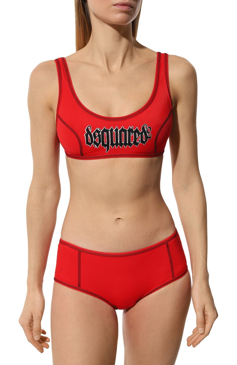 Женский плавки-бикини DSQUARED2 красного цвета, арт. D6B454780 | Фото 2 (Нос: Не проставлено; Материал внешний: Синтетический материал; Материал сплава: Проставлено; Женское Кросс-КТ: Раздельные купальники)