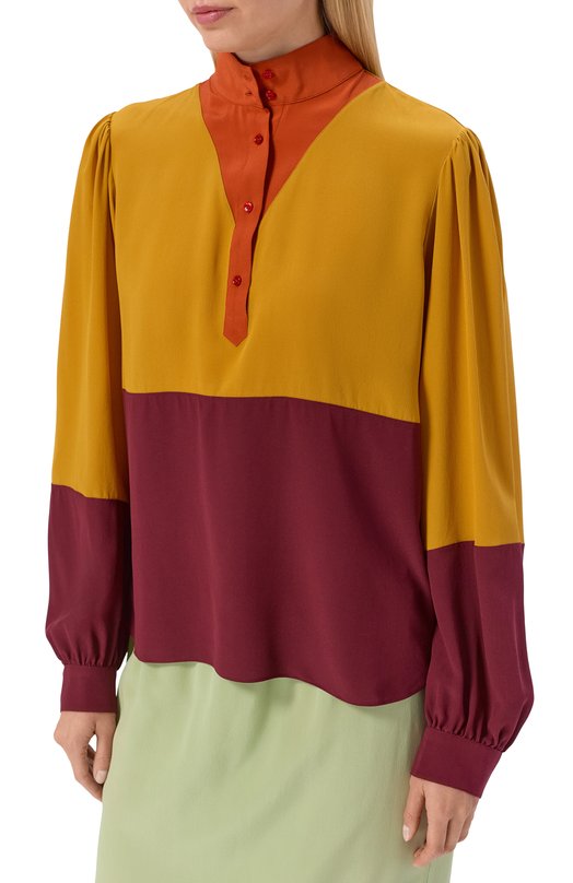 Шелковая блузка Saint Laurent 857185/Y100W Разноцветный  857185/Y100W Фото 3