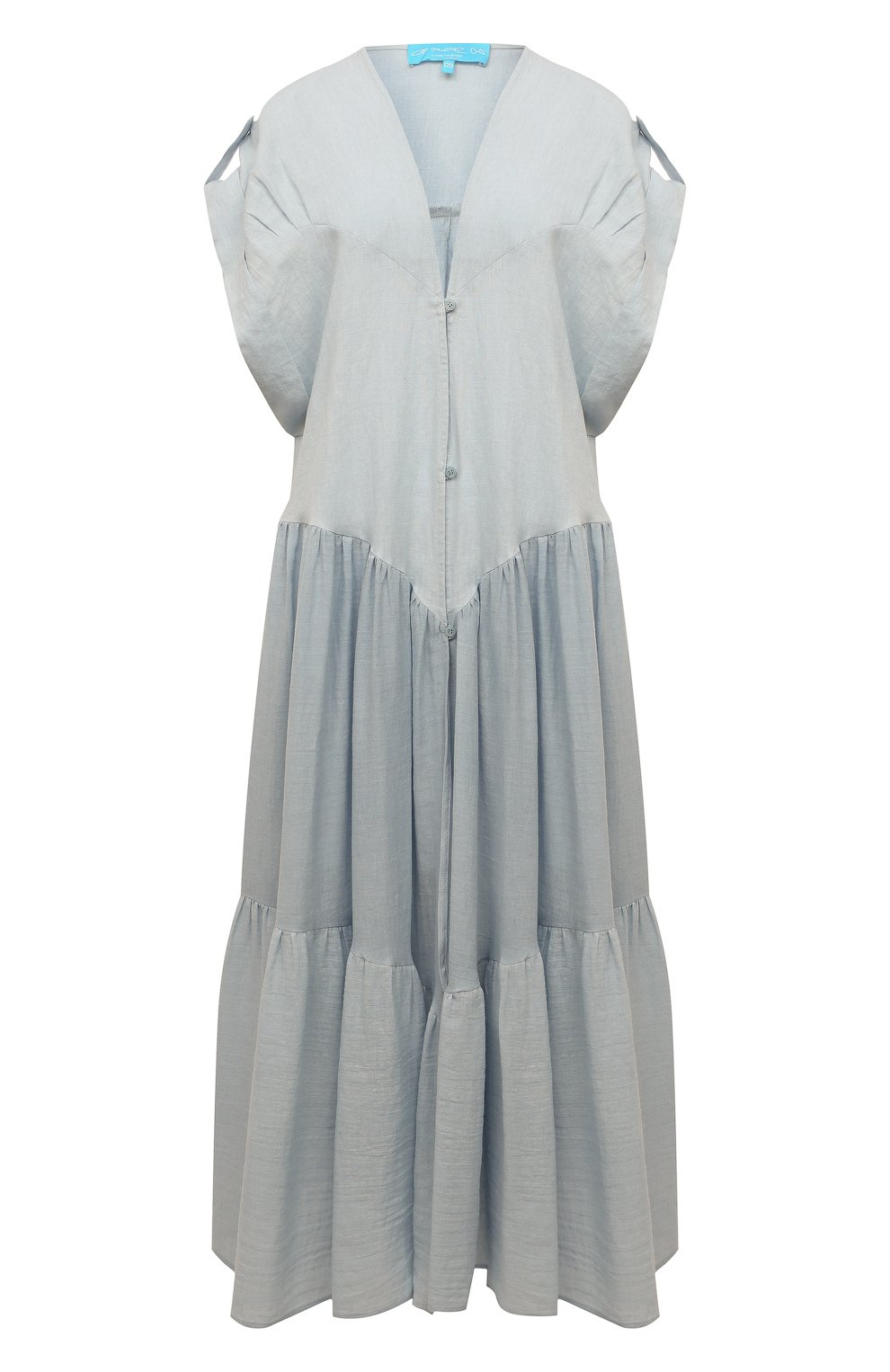 Льняное платье A MERE CO голубого цвета по цене 47250 руб., арт. AMC-RSS22-052B, фото 1 Льняное платье A MERE CO, арт. AMC-RSS22-052B, фото 1