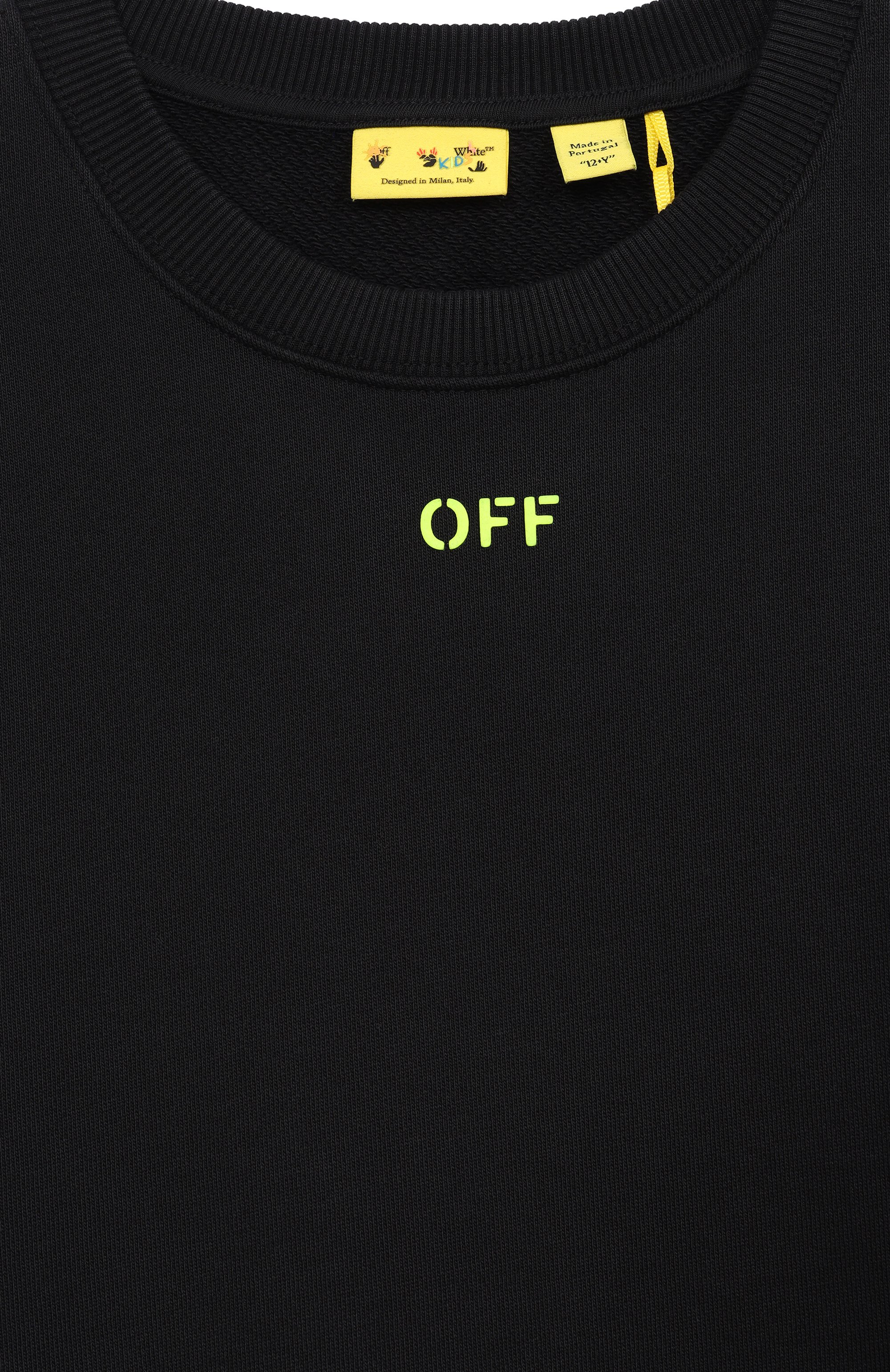 Хлопковый свитшот OFF-WHITE черного цвета по цене 23650 руб., арт. 0BBA001S26FLE003_001, фото 3 Хлопковый свитшот OFF-WHITE, арт. 0BBA001S26FLE003_001, фото 3