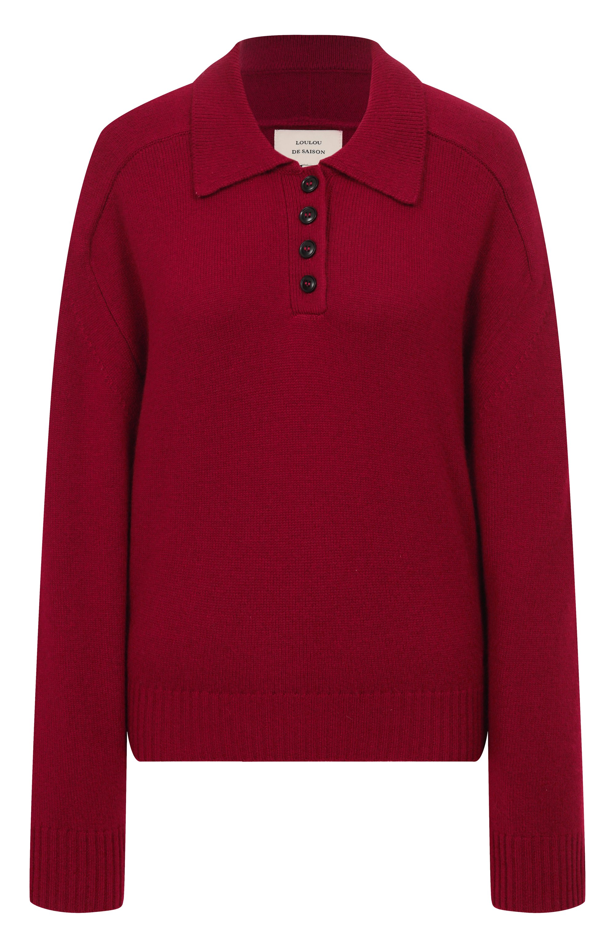 Кашемировое поло LOULOU DE SAISON бордового цвета по цене 55600 руб., арт. H0MERE LDS, фото 1 Кашемировое поло LOULOU DE SAISON, арт. H0MERE LDS, фото 1