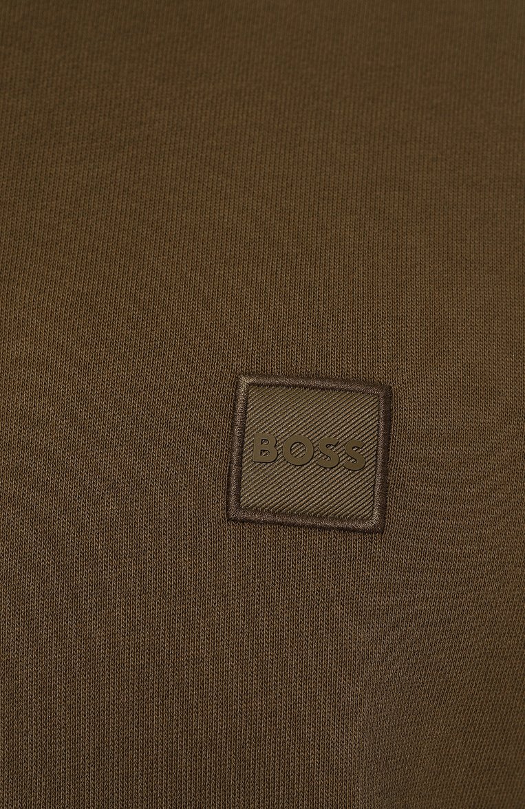 Мужской хлопковое худи BOSS ORANGE хаки цвета, арт. 50509314 | Фото 5 (Материал внешний: Хлопок; Материал сплава: Проставлено; Длина (для топов): Стандартные; Драгоценные камни: Проставлено; Рукава: Длинные; Принт: Без принта; Мужское Кросс-КТ: Худи-одежда; Стили: Милитари)