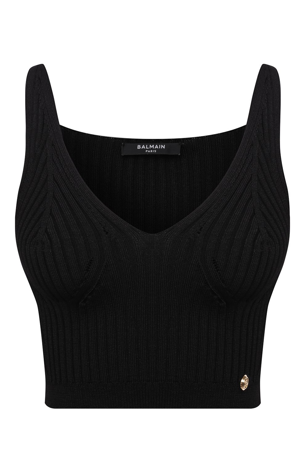 Топ из вискозы BALMAIN черного цвета по цене 58550 руб., арт. VF0AA060/K252, фото 1 Топ из вискозы BALMAIN, арт. VF0AA060/K252, фото 1