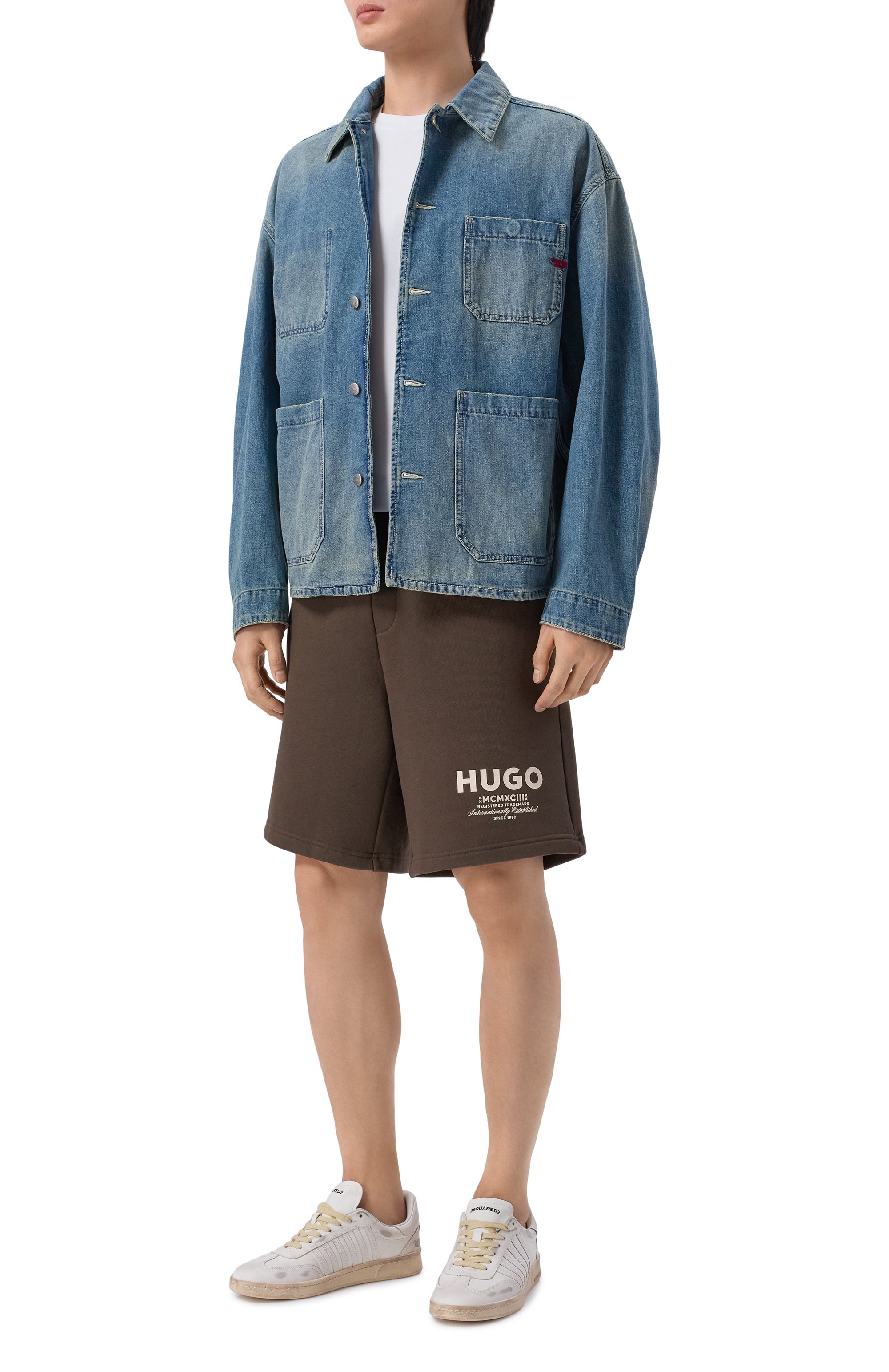 Хлопковые шорты HUGO BLUE темно-коричневого цвета по цене 13600 руб., арт. 50510728, фото 2 Хлопковые шорты HUGO BLUE, арт. 50510728, фото 2