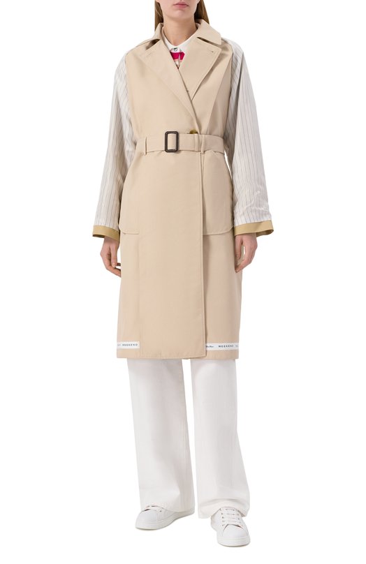 Хлопковый тренч Weekend Max Mara CANASTA Бежевый  CANASTA Фото 7