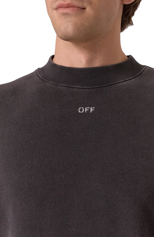 Хлопковый свитшот Off-White 0MBA054C99FLE009 Серый  0MBA054C99FLE009 Фото 6