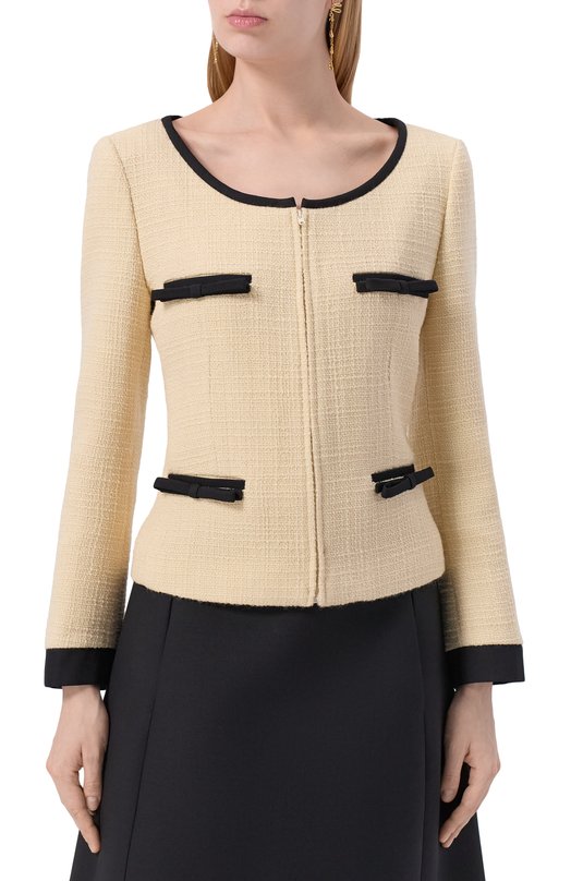Твидовый жакет Valentino 7B0CE4T5/90Y Кремовый  7B0CE4T5/90Y Фото 3