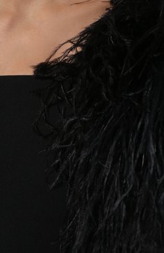 Женское шерстяной комбинезон с отделкой перьями SAINT LAURENT черного цвета, арт. 516159/Y239W | Фото 5 (Материал внешний: Шерсть; Длина Ж (юбки, платья, шорты): Мини; Рукава: Длинные, С открытыми плечами; Стили: Гламурный; Случай: Вечерний; Женское Кросс-КТ: Платье-одежда; Драгоценные камни: Проставлено; Материал сплава: Проставлено; Нос: Не проставлено; Региональные ограничения белый список (Axapta Mercury): Не проставлено)