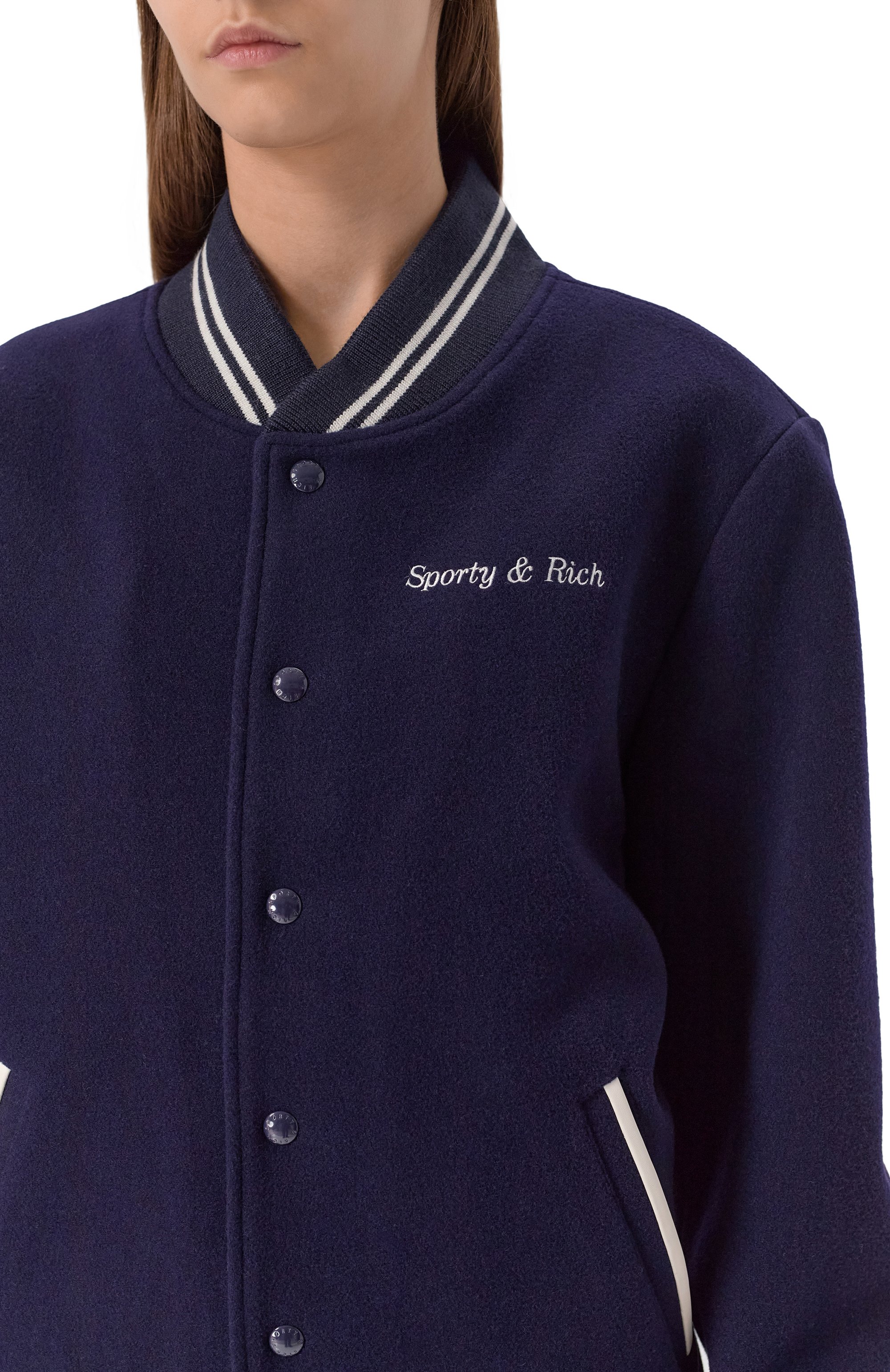 Шерстяной бомбер sporty & rich x hotel du cap-eden-roc SPORTY AND RICH, арт. 0W03160666BL106, фото 5