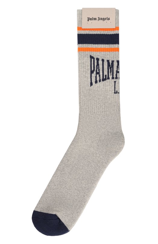 Хлопковые носки Palm Angels PMRA001F24FAB008 Серый PMRA001F24FAB008