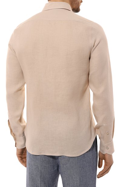 Льняная рубашка KITON бежевого цвета по цене 69950 руб., арт. UCWMH0928605, фото 4 Льняная рубашка KITON, арт. UCWMH0928605, фото 4